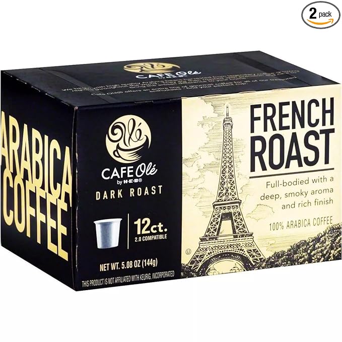 CAFE Olé by H‑E‑B Dark Roast French Roast Coffee Single Serve Cups 12 ct 2 Boxes
