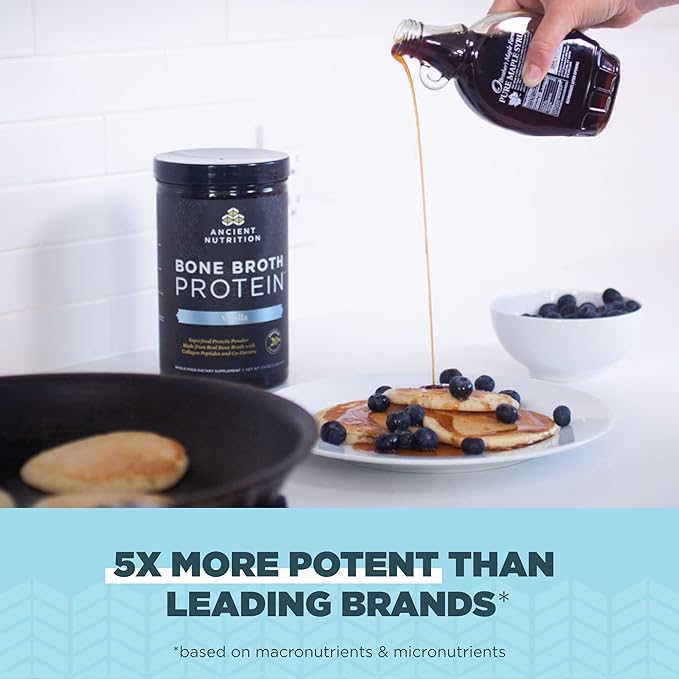Ancient Nutrition Beef Bone Broth Protein Powder Salted Caramel 20 Servings + Bone Broth Protein Powder Vanilla 20 Servings