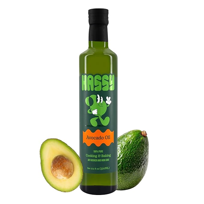 HASSY Avocado Oil 100% Pure  Cooking &amp Baking High Smoke Point Non-GMO Kosher  17.2 fl oz 510 ML - Created by Avocado Farmers – High-Heat Frying Grilling &amp Everyday Cooking - Keto &amp
