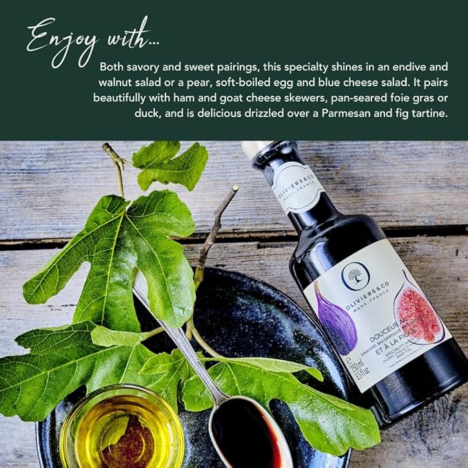 Oliviers &amp Co Fig Balsamic Vinegar of Modena IGP Certified Italian Gourmet Fig Glaze for Salad Cheese Marinade &amp Desserts Sweet &amp Tangy 8.5 Fl Oz