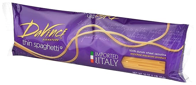 DaVinci Signature Thin Spaghetti 16 Ounce Resealable Bags (Pack of 20)