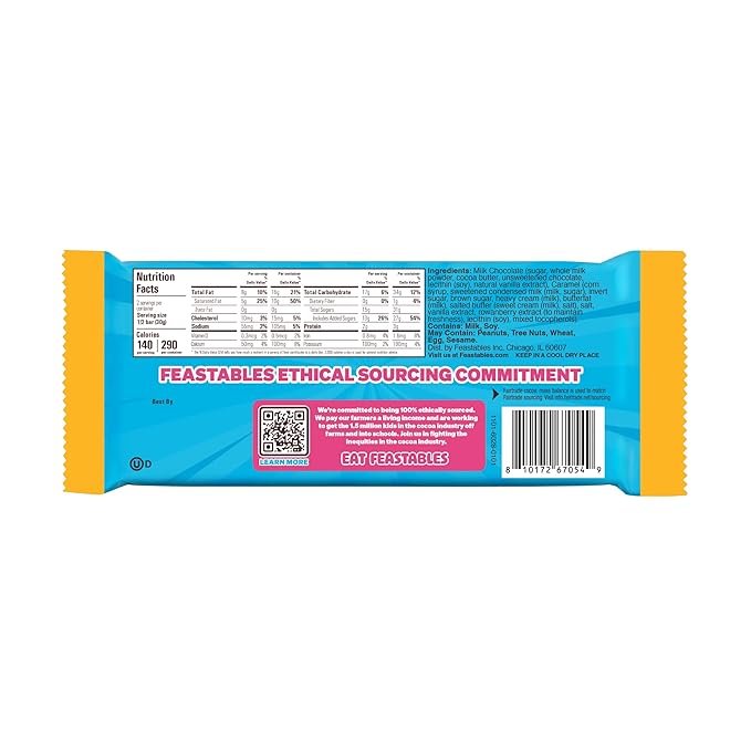 MrBeast Feastables Caramel Chocolate Bar King Size 10 Count Smooth Caramel Filled Chocolate Candy Fairtrade Cocoa 2.1oz Each
