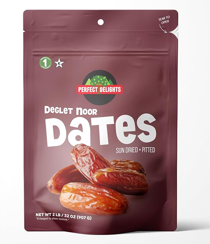 Perfect Delights Dates Vegan Sun-Dried Pitted Dates Healthy Fruit Snack for Kids and Adults - Single Pack (32 oz)