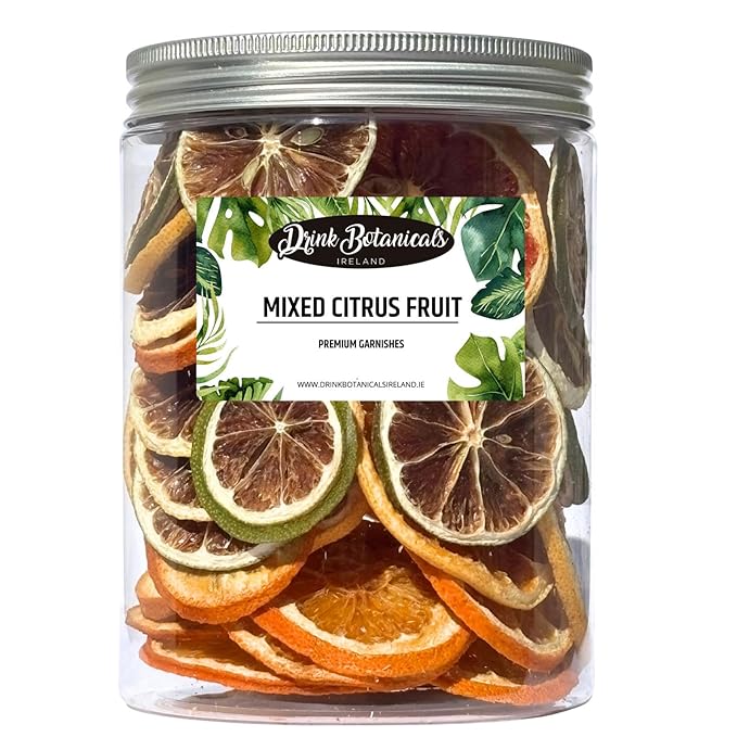 Drink Botanicals Ireland Mixed Dehydrated Citrus Fruits | Dried Orange Lime Lemon Grapefruit Slices | 50+Slices | 100% Natural | Cocktail Garnishing Wreath Cakes | 5.29 oz150G | Recyclable Jar