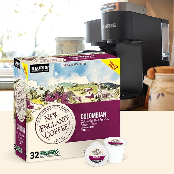 New England Coffee Colombian Supremo Medium Roast Single Serve Pods 32ct Box (Pack of 1)