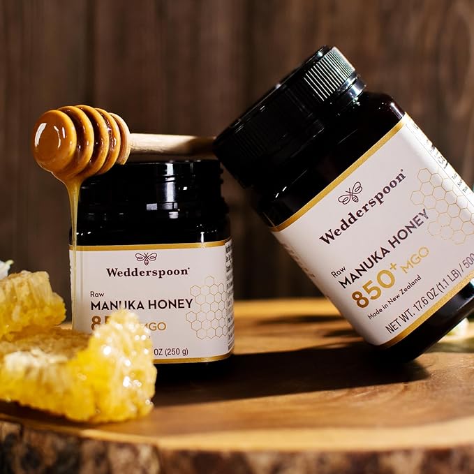 Wedderspoon Raw Manuka Honey 850+ MGO 8.8 Oz Unpasteurized New Zealand Honey Non-GMO BPA-Free Jar Superfood &amp Natural Wellness Support