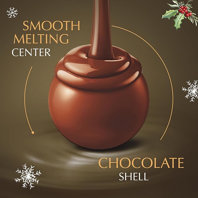 Lindt LINDOR Holiday Deluxe Assorted Chocolate Candy Truffles Gift Box 15.2 oz.