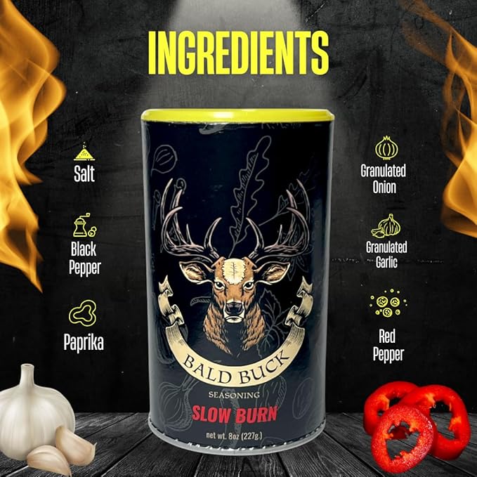 Bald Buck Seasoning: Bold Taste &amp Slow Burn Combo (Pack of 3) (Slow Burn Pack of 3)