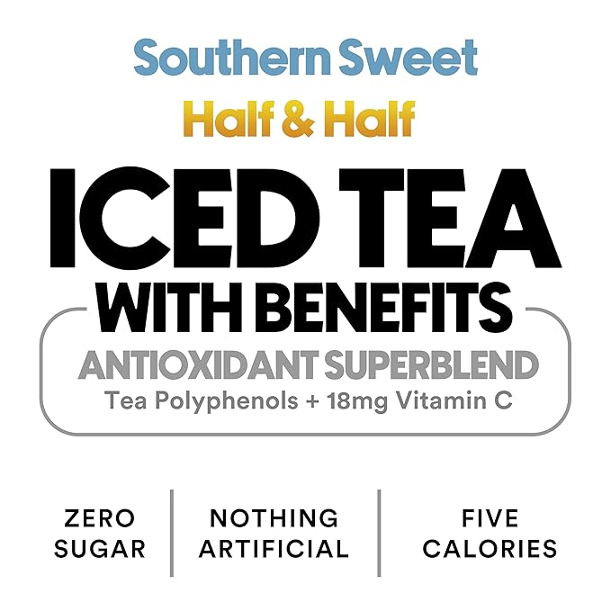 Ryl Iced Tea Front Porch Pack Sweet Tea and Half N' Half – Antioxidant Superblend No Artificial Ingredients Zero Sugar Five Calories Low Carb Non-GMO Made in the USA 12-Pack 16 Fl Oz