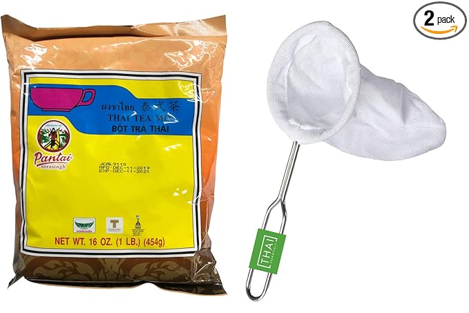 FOXCUP Thai Essentials Set: Pantai Thai Tea Powder Mix &amp Tea Mesh Strainer