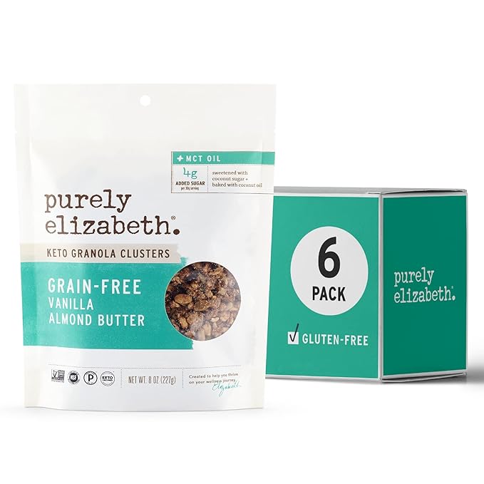 Purely Elizabeth Vanilla Almond Butter Keto Granola with MCT Oil Grain-Free (6 Ct 48oz Bulk)