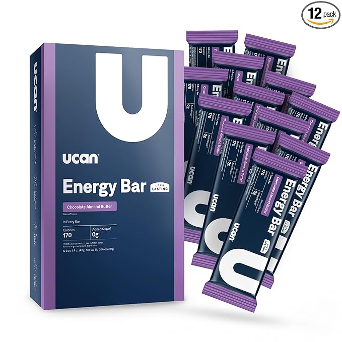UCAN Energy Bars | Low Sugar Low Calories | Gut Friendly Caffeine-Free Vegan Non-GMO No Soy Keto Friendly | Running Cycling Fitness Pre &amp Post Workout | Chocolate Almond Butter 12 Count