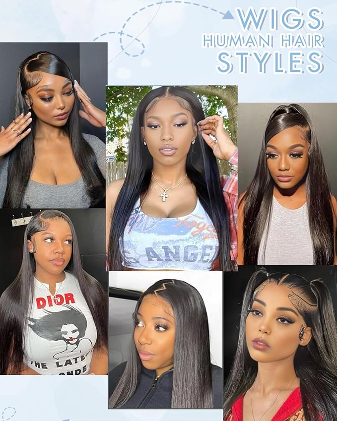 9x6 30 inch Glueless Wigs Human Hair Pre Plucked Pre Cut HD Lace Front Wigs Human Hair 200% Density Straight Glueless Wigs Human Hair wigs for Black Women