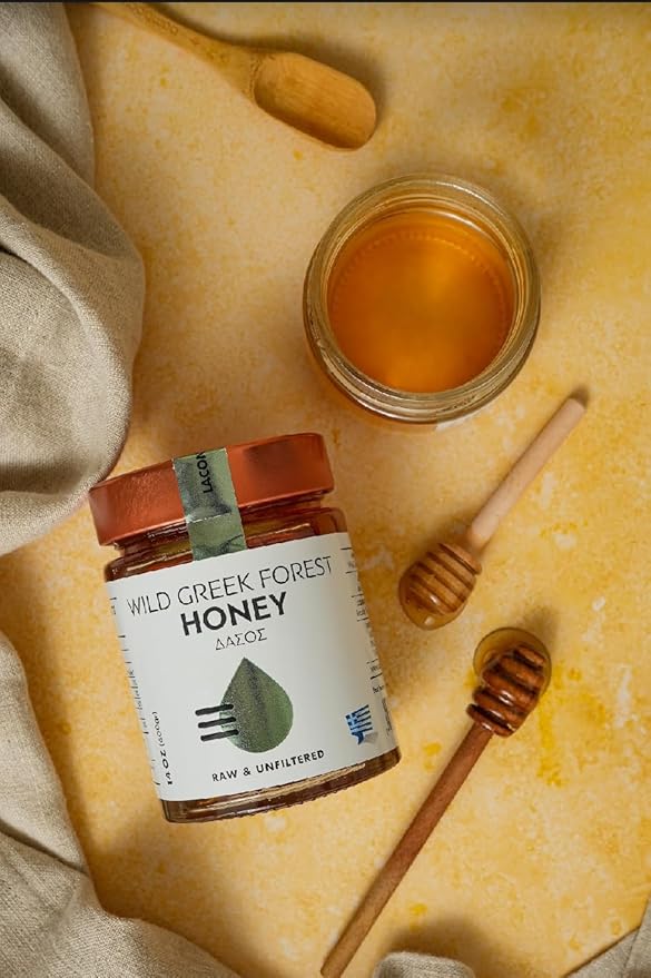 Laconic Foods | Wild Forest Honey | Raw Greek Honeydew Honey from Pine Oak Chestnut Trees &amp Wild Flowers | 315g