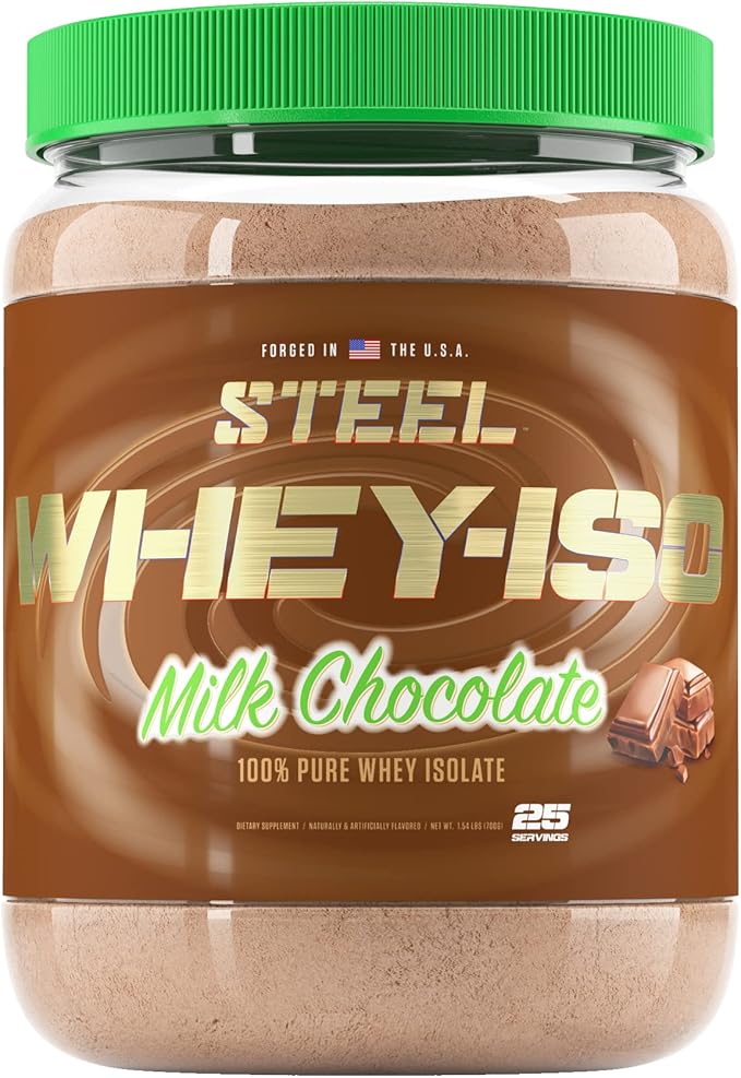 Steel Supplements Whey-Iso | Whey Isolate Protein Powder | Fast Absorbing | Lean Muscle Growth | Easy Digestion | Gluten Free | Low Carb | 25 Serving (Milk Chocolate)