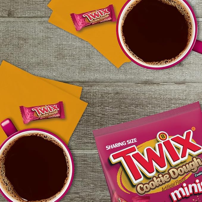 TWIX Minis Cookie Dough Milk Chocolate Bars Sharing Size Chocolate Candy Bars 7.7 oz Bags (Pack of 8)