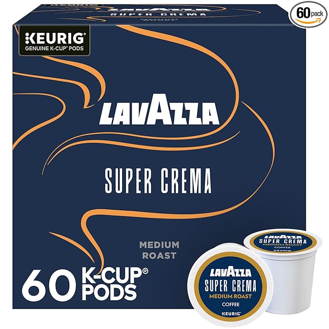 Lavazza Super Crema Single Serve Keurig K-Cup Pods Medium Espresso Roast Coffee 60 Count (6 Packs of 10)