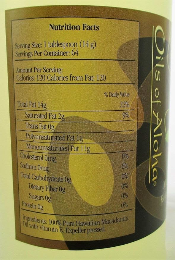 Hawaii’s Gold Macadamia Oil Cooking and Salad Oil 100% Pure (32 Oz 945 ml.)