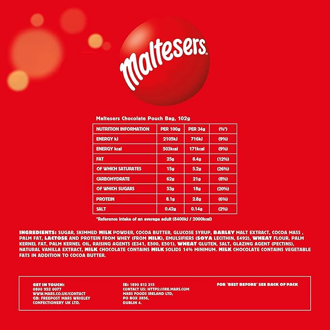 Maltesers Standard Chocolate Pouch 93g (Pack of 3)