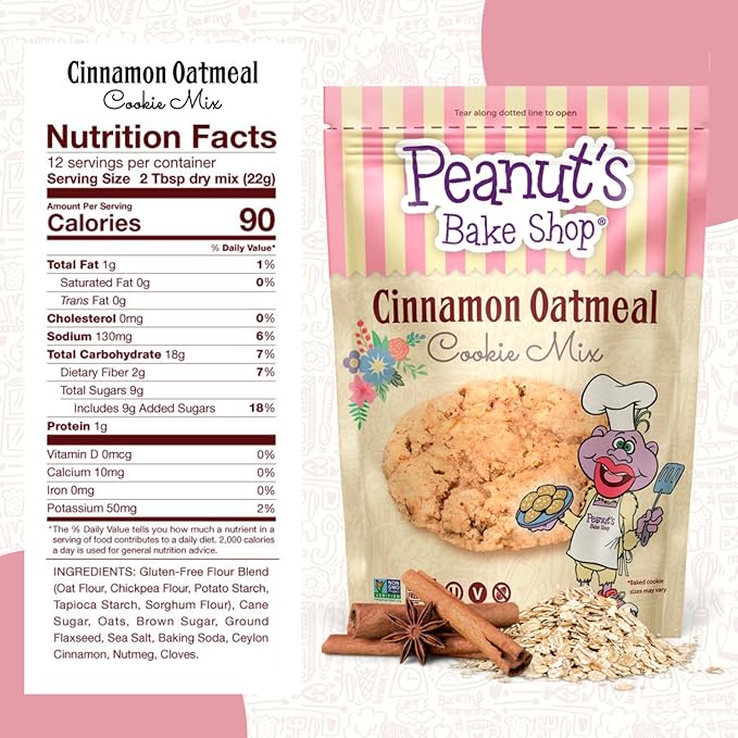 Peanut's Bake Shop - Vegan and Gluten-Free Cookie Mix | Non-GMO Kosher Cookie Mixes for Decadent Treats (Cinnamon Oatmeal - 3 Pack)