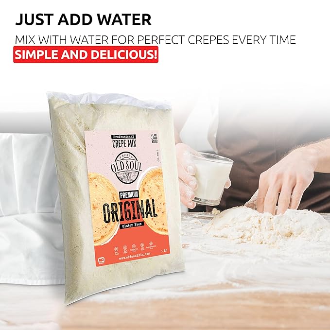 OldSoul Professional Crepe Mix | Original Dough Mix | Classic Flavour | 5 Lbs | 36 Crepes (5 Lbs Gluten Free)