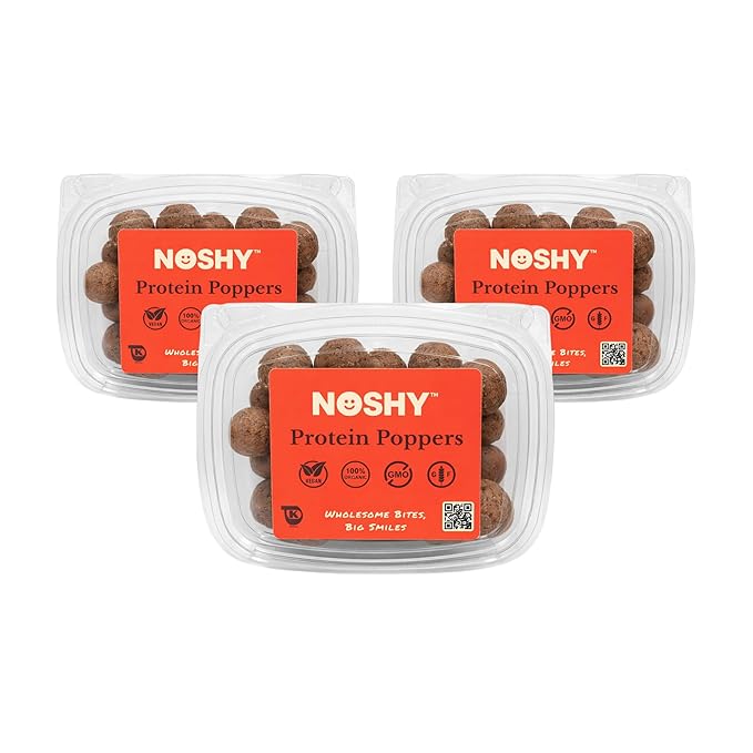 NOSHY Protein Poppers - Protein Balls - Vegan Plant-Based Gluten-Free Dairy-Free Nut-Free Non-GMO Kosher 3-Pack (Cinnamon Swirl)