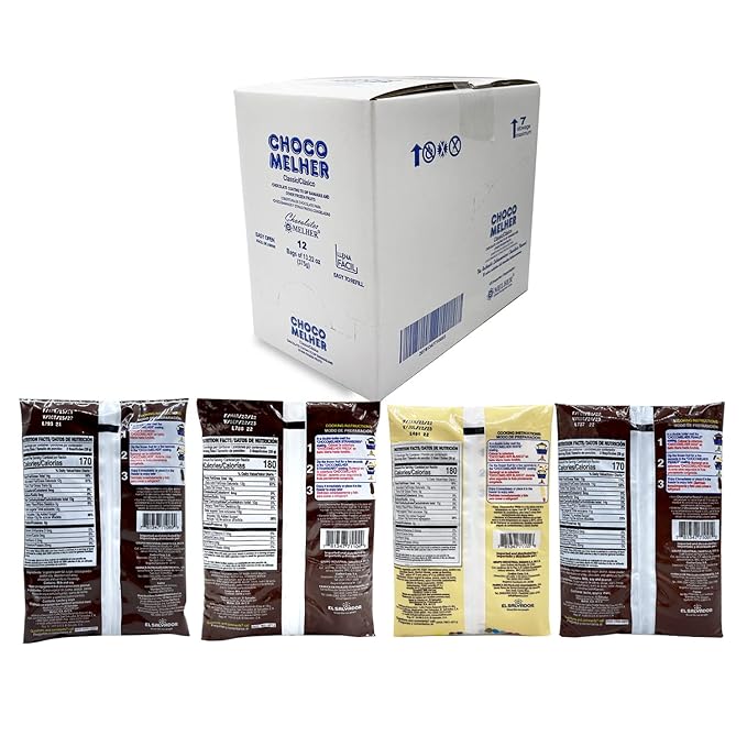 CHOCOMELHER MIX (4 Varieties) to Make Delicious Crunchy and Full of Flavor Chocobananos - 12 Pack - Each Box Contains: 4 Clásico - 3 Peanuts – 3 White and 2 Strawberry Chocomelher - 12 Bags of 13.22