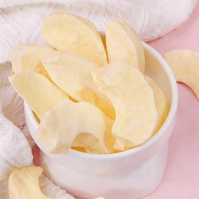 DGYLHBJ Freeze Dried Peeled Apple Slices Fuji Apple 7.05oz/200g 100% Natural Apple Crisps Snack No Added Sugar No Additives Vegan Gluten Free