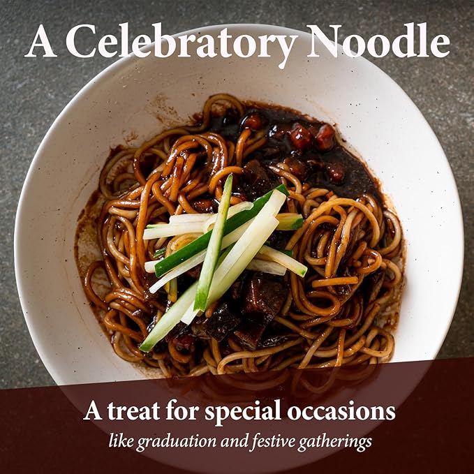 Wang Jjajangmyeon Black Bean Noodles Instant Bowl – Sweet Savory Black Bean Sauce Thick Chewy Noodles Microwave Meal Ready in 3 Minutes Pack of 1