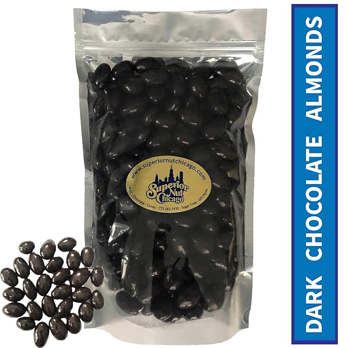 Dark Chocolate Covered Almonds - Crunchy Almonds Drenched in Rich Dark Chocolate (2 pound bag)