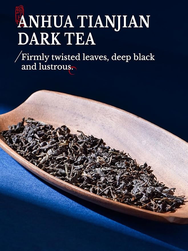 CO-OP 1950 Anhua Tianjian Dark Tea Loose Leaf 150g Traditional Aged Chinese Hei Cha from Hunan with Smoky Aroma Smooth Earthy &amp Mellow Post-Fermented Tea No Additives 20 DIY Empty Teabags