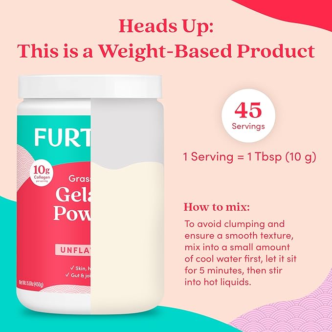 Further Food Premium Gelatin Powder – Unflavored Grass-Fed &amp Pasture-Raised Beef Hide Non-GMO Sugar-Free Keto &amp Paleo Friendly 15.87 oz