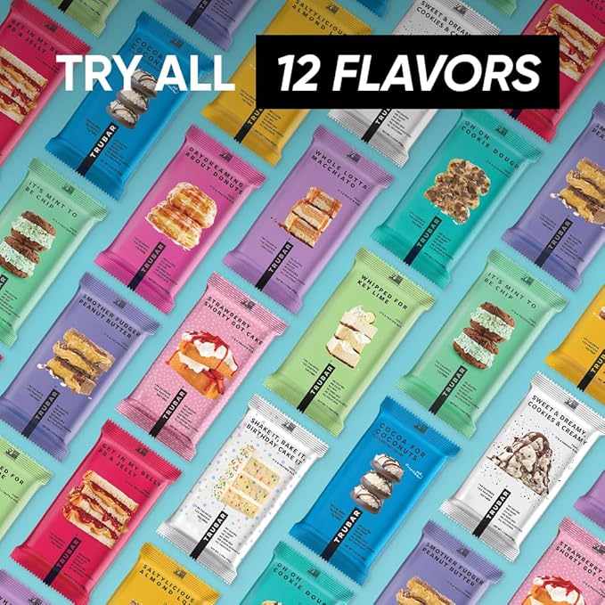 TRUBAR Vegan Protein Bar Oh Oh Cookie Dough Gluten Free Plant Based Protein Dairy Free Non GMO Soy Free No Sugar Alcohols 12G Protein 13G Fiber Healthy on the Go Snack Bars 12 CT