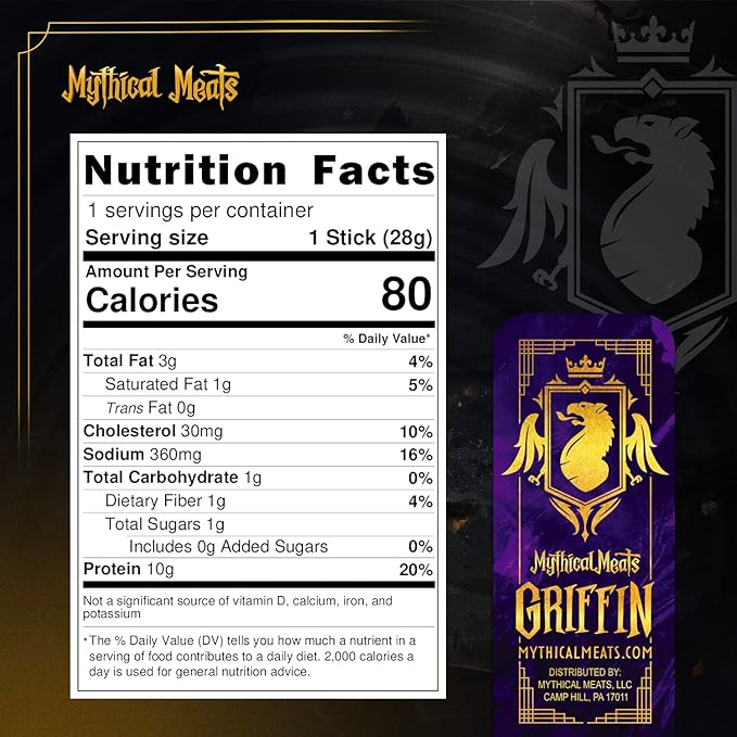 Mythical Meats Original Flavor Griffin 12-Pack Snack Sticks – Ostrich w/Beef – Dried &amp Dehydrated Meats Seasoned to Perfection – High Protein Snacks