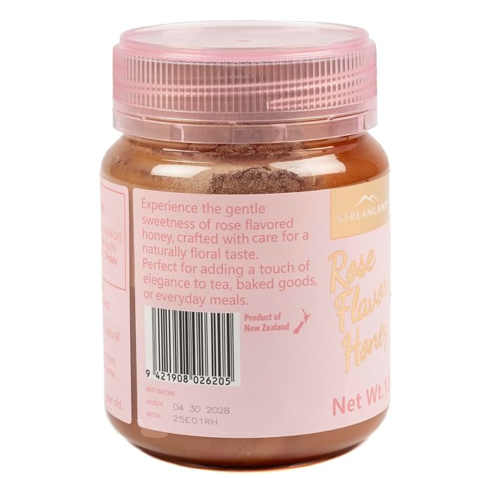 Streamland Rose Flavored Honey Premium New Zealand Honey Infused with Natural Rose Essence Floral &amp Sweet Taste 12 oz