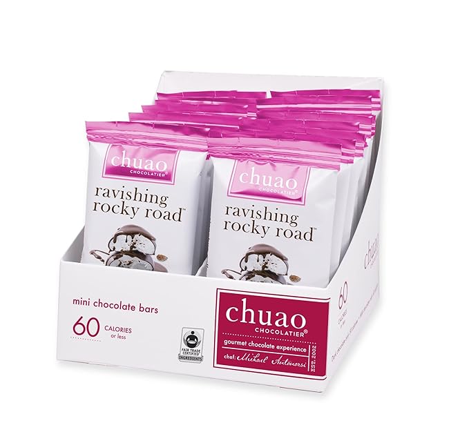 Chuao Chocolatier Ravishing Rocky Road Milk Chocolate Gourmet Mini Bars | For Gift Baskets Birthday Thank You Care Package | 20 Pack 0.39 oz Each