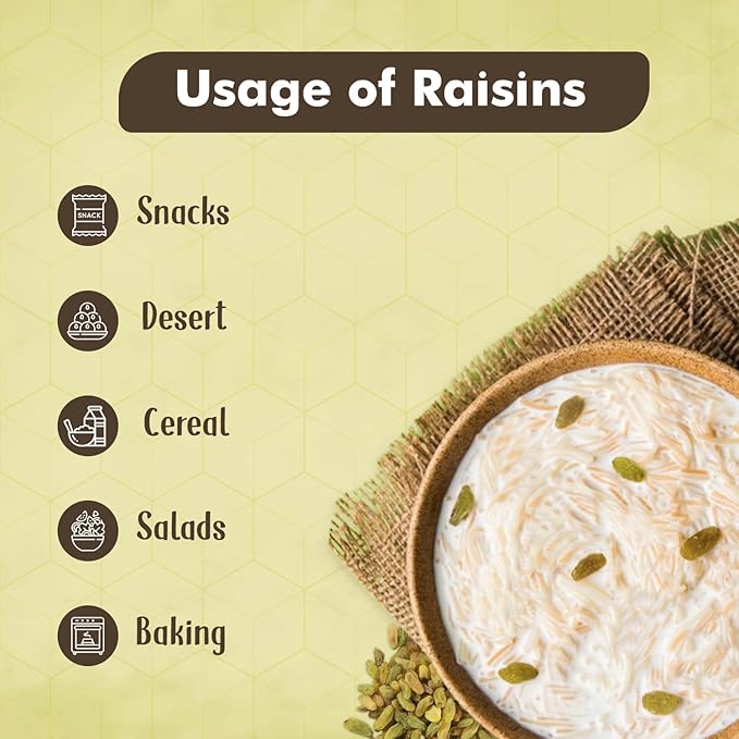 Plain Seedless Green Raisins Papertube 100% Natural Dried Grapes (Kishmish) | Nutritious Delicious &amp Healthy Snack Source of Fibre in Nuts No Preservatives-100gm
