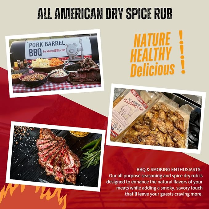 Pork Barrel BBQ All American Seasoning &amp Rub – Sugar-Free Keto Gluten-Free No MSG All-Purpose BBQ Rub &amp Meat Seasoning – 7 Pound for Smoking &amp Grilling – Beef Chicken Pork &amp Seaf