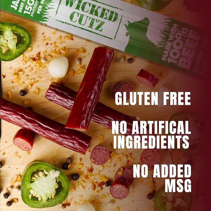 Volcanic Jalapeno Spicy Beef Sticks | Tender Flavorful Extra Large Hot Beef Jerky with 15g of Protein Per Meat Stick Gluten Free High Protein Healthy Snacks for Adults (12 Sticks)