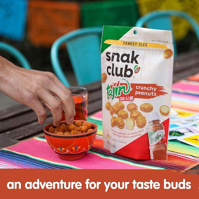 Snak Club Tajin Crunchy Peanuts Nuts with Chili and Lime Seasoning Mild 26 oz Resealable Bag