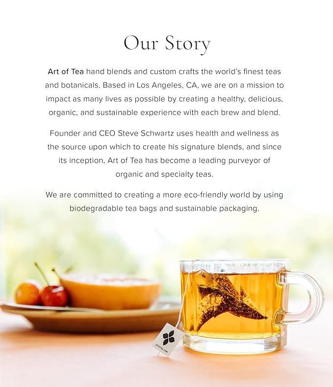Art of Tea | Organic Sencha Green Tea Bags | 50 Pyramid Tea Bag Sachets