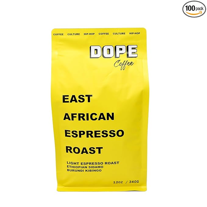 Dope Coffee East African Espresso – Whole Bean Medium-Dark Roast Coffee 12 oz Bag │ Chocolate Bourbon + Berry Floral Notes │ Air-Roasted Specialty Coffee from Atlanta’s Veteran-Owned Brand
