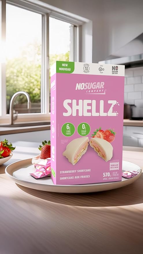 No Sugar Keto Shellz - Sugar Free (0g) Treat On-the-go Keto Snack - 30 Pack Individually Wrapped - Gluten Free Kosher Value Pack (1 Pack Strawberry Shortcake)