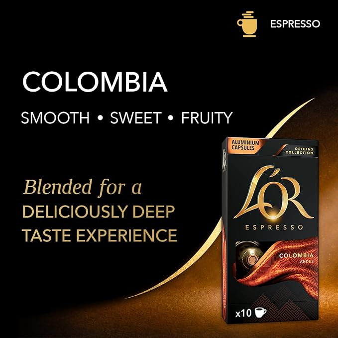 L'OR Espresso Capsules 50 Count Colombia Single-Serve Aluminum Coffee Capsules Compatible with the L'OR BARISTA System &amp *Nespresso Original Machines