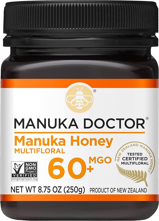 Manuka Doctor - MGO 60+ Manuka Honey Multifloral 100% Pure New Zealand Honey. Certified. Guaranteed. Raw. Non-GMO (8.75oz)
