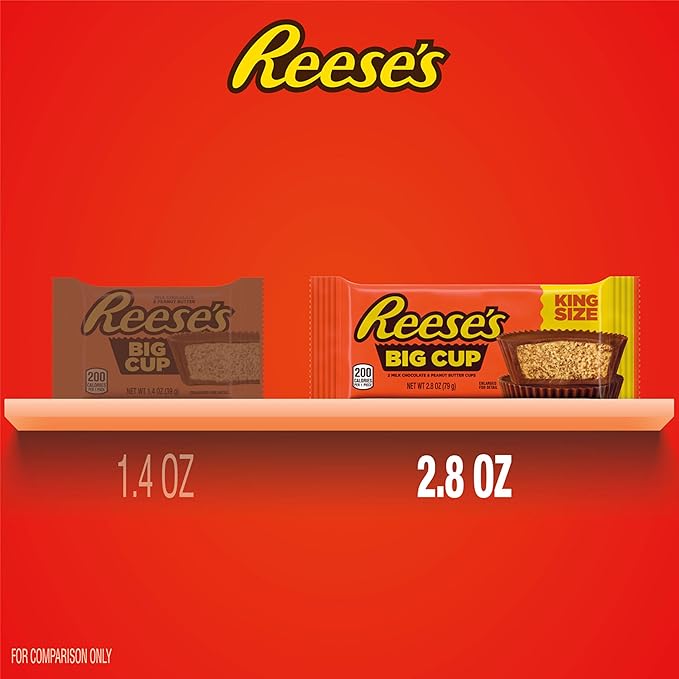 REESE'S Big Cup Milk Chocolate King Size Peanut Butter Cups Candy Packs 2.8 oz (16 Count)