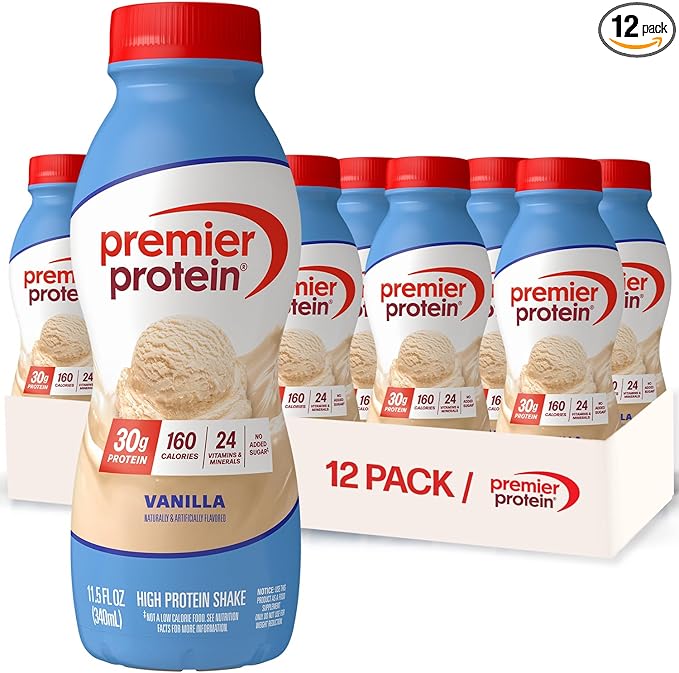 Premier Protein Shake Vanilla 30g Protein No Added Sugar 24 Vitamins &amp Minerals to Support Immune Health 11.5 fl oz 12 Pack