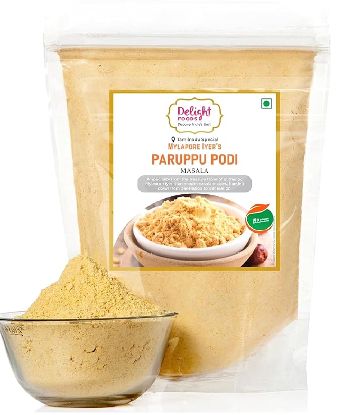 Delight Foods Mylapore Iyer's Paruppu Podi 350g - Gun Powder | Mixed Spices | Tamil Nadu Special | NO PRESERVATIVES