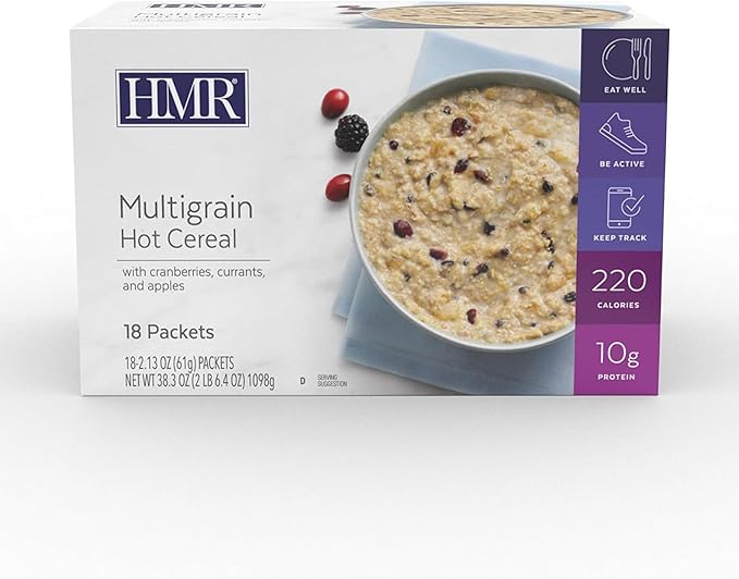HMR Multigrain Hot Cereal – High Protein Oatmeal Alternative for Weight Loss | 10g Protein 220 Calories | Low Calorie Breakfast or Snack | Convenient Diet Meal | 18 Count