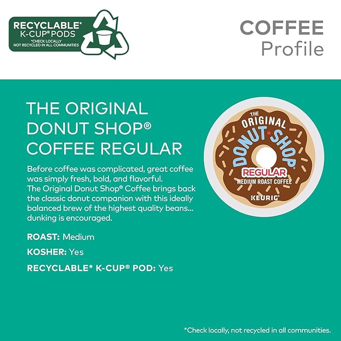 Donut Shop Classics Original Regular Coffee 100 K-Cups Bundle with Tituaa Coffee Cleaning Brush (100 K-Cup)